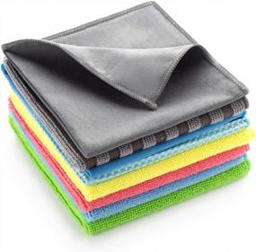 img 4 attached to Say Goodbye To Streaks With Microfiber Kitchen Cleaning Towels - Set Of 8 Colorful, Lint-Free Cloths