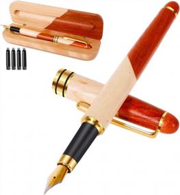 img 4 attached to Роскошный набор деревянных перьевых ручек ручной работы - уникальный подарок для писателей и коллекционеров