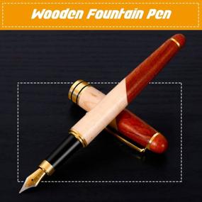 img 3 attached to Роскошный набор деревянных перьевых ручек ручной работы - уникальный подарок для писателей и коллекционеров