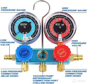 img 1 attached to 🔧 CHEINAUTO AC Diagnostic Manifold Gauge Set with Couplers, Hoses, and Adapters for Car Home Use (R1234YF) - Get Accurate Refrigerant Readings