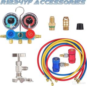 img 2 attached to 🔧 CHEINAUTO AC Diagnostic Manifold Gauge Set with Couplers, Hoses, and Adapters for Car Home Use (R1234YF) - Get Accurate Refrigerant Readings