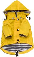 🐶 ellie dog wear yellow zip-up dog raincoat with reflective buttons, pockets, rain/water resistance, adjustable drawstring, and removable hood - sizes xxs to xxl - stylish premium dog raincoats for improved seo логотип