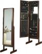 cherry finish free standing jewelry armoire cabinet with adjustable stand, full dressing mirror & vanity mirror for bracelets, necklaces, rings, earrings and more - plaza astoria logo
