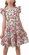 gorlya girls floral print ruffle sleeve tiered swing midi dress 4-14t - loose fit pleated design logo