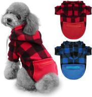 rypet plaid dog hoodie sweatshirt sweater 2-pack with hat and pocket - warm pet clothes for small dogs - suitable for girls & boys логотип