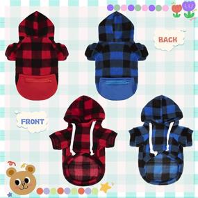 img 3 attached to Rypet Plaid Dog Hoodie Sweatshirt Sweater 2-Pack with Hat and Pocket - Warm Pet Clothes for Small Dogs - Suitable for Girls & Boys