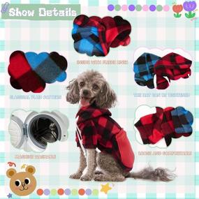 img 1 attached to Rypet Plaid Dog Hoodie Sweatshirt Sweater 2-Pack with Hat and Pocket - Warm Pet Clothes for Small Dogs - Suitable for Girls & Boys