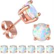 pack of 6: 18k rose gold plated opal stud earrings, 6mm round, from gemsme logo