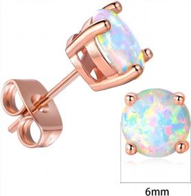 img 3 attached to Pack Of 6: 18K Rose Gold Plated Opal Stud Earrings, 6MM Round, From GEMSME