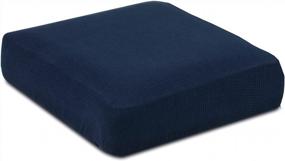 img 4 attached to Small Navy Spandex Sofa Cushion Furniture Protector Stretch Cover With Elastic Bottom - WOMACO Slipcover.
