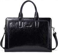 👜 genuine leather briefcase for women - bostanten tote business vintage handbag with 15.6&#34; laptop compartment, shoulder bag in black logo