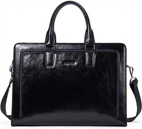 img 4 attached to 👜 Genuine Leather Briefcase for Women - BOSTANTEN Tote Business Vintage Handbag with 15.6&#34; Laptop Compartment, Shoulder Bag in Black