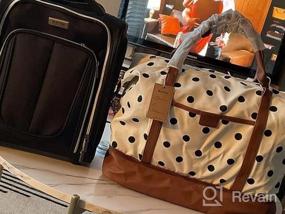 img 6 attached to Canvas Polka Dot Weekender Bag For Women - Duffle Bag With Shoe Compartment - Perfect Christmas Gift For Her In Blue