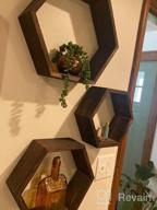img 1 attached to Floating Hexagon Shelves Set Of 3 Wall Mounted Wood Display For Home Decor Bathroom Kitchen Bedroom Living Room Office review by Dedra Whitebird