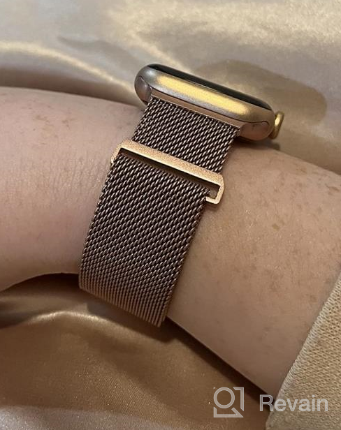 img 1 attached to Upgrade Your IWatch Style With OULUOQI Stainless Steel Mesh Loop Magnetic Clasp Band For Women And Men – Compatible With Apple Watch Series Ultra SE 8 7 6 5 4 3 2 1 – Starlight, 42Mm/44Mm/45Mm/49Mm review by Alejandro White