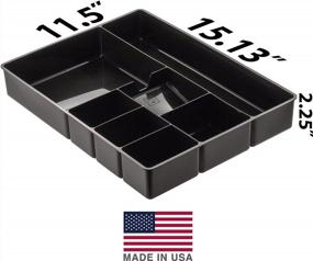 img 3 attached to 🖤 Black Deep Drawer Organizer Tray with 8 Compartments - 2 1/4"H x 15 1/8"W x 11 1/2"D by Officemate