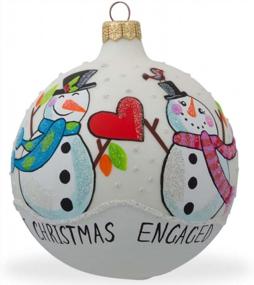img 4 attached to Our First Christmas Ornament: Engaged Snowman Couple 4 Inch Glass Ball