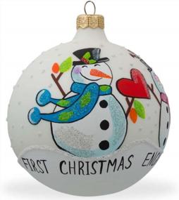 img 3 attached to Our First Christmas Ornament: Engaged Snowman Couple 4 Inch Glass Ball