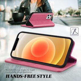 img 1 attached to Hot Pink TUCCH Wallet Case For IPhone 12 Pro Max 5G - 3 Credit Card Holders & 1 Money Slot Stand Folio Flip Cover [TPU Interior Protective Case]