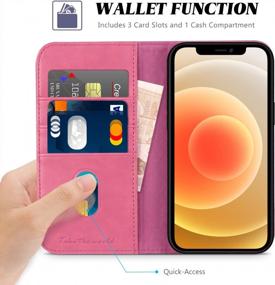 img 2 attached to Hot Pink TUCCH Wallet Case For IPhone 12 Pro Max 5G - 3 Credit Card Holders & 1 Money Slot Stand Folio Flip Cover [TPU Interior Protective Case]