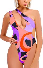 img 3 attached to Swimsuits Shoulder Brazilian Swimwear Monokini Women's Clothing via Swimsuits & Cover Ups