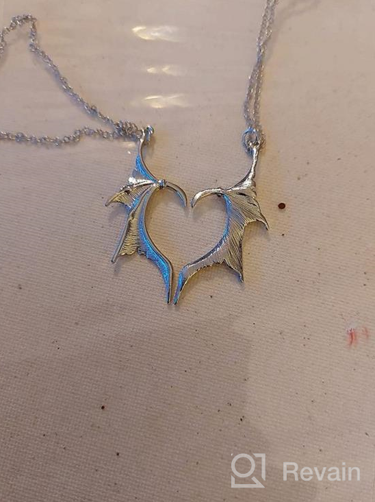 img 1 attached to 💞 Hollow Heart Wings Matching Necklaces: Unique Punk Vampire Bat, Paw, and Dragon Wings Pendant Chain Necklaces for Couples, Friends, and Family - Symbol of Love, Friendship, and Connection! review by Deana Schiernbeck