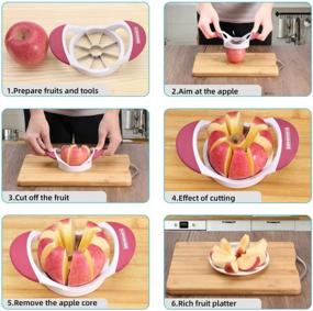 img 2 attached to Розовый SCHVUBENR 3.5" Apple Slicer &amp; Corer - профессиональный нож из нержавеющей стали с 8 сверхострыми лезвиями