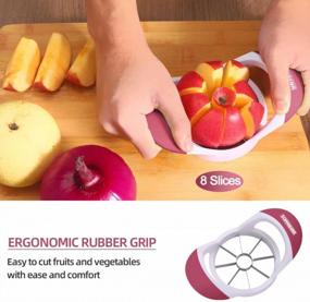 img 1 attached to Розовый SCHVUBENR 3.5" Apple Slicer &amp; Corer - профессиональный нож из нержавеющей стали с 8 сверхострыми лезвиями
