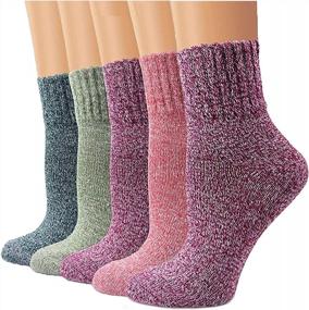 img 4 attached to Stay Cozy This Winter With YZKKE Vintage Wool Crew Socks - 5 Pack, Multicolored