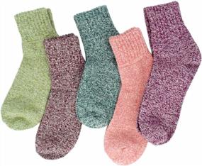img 1 attached to Stay Cozy This Winter With YZKKE Vintage Wool Crew Socks - 5 Pack, Multicolored