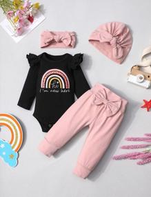 img 2 attached to Newborn Baby Girl Clothes Letter Romper Pants Headband Cute Infant Outfits Cotton Baby Clothes For Girls