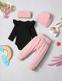 img 1 attached to Newborn Baby Girl Clothes Letter Romper Pants Headband Cute Infant Outfits Cotton Baby Clothes For Girls