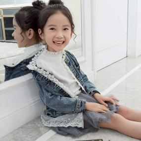 img 3 attached to Denim Jacket With Lace Details For Toddler Girls - Stylish Spring Cowboy Outwear