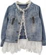 denim jacket with lace details for toddler girls - stylish spring cowboy outwear logo