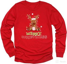 img 4 attached to 🦌 Cheeky Christmas Reindeer Long Sleeve Youth Kids T-Shirt