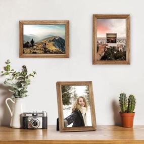 img 3 attached to 2-Pack Emfogo Rustic 5X7 Picture Frames With Real Glass And Solid Wood For Table Top Display Or Wall Mounting, Carbonized Brown Finish