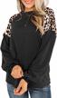 women's leopard print long sleeve shirt: fall casual crewneck color block top sweatshirt logo