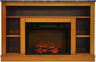 add warmth and charm to your home with the hanover oxford electric fireplace - 47" teak edition logo
