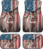 zfrxign deer car floor mats full set 4 pack car accessories american flag floor carpets for suv sedan truck van car mat interior decoration women&#39 logo