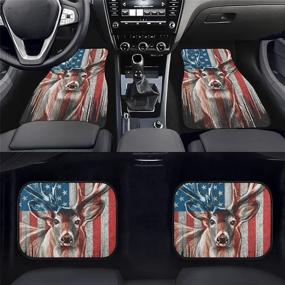 img 3 attached to ZFRXIGN Deer Car Floor Mats Full Set 4 Pack Car Accessories American Flag Floor Carpets For SUV Sedan Truck Van Car Mat Interior Decoration Women&#39