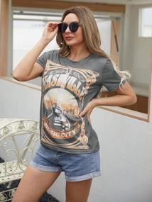 img 1 attached to Distressed Print Country Music Shirts For Women - Perfect Nashville Concert Outfit With Rocker Tops, Short Sleeve Blouse