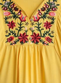 img 1 attached to Women'S Vintage Floral Embroidery Mexican Style Tunic Dresses Shirt Bohemian Flowy Shift Mini Dress Blouse