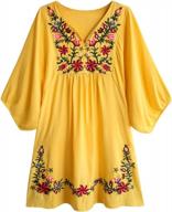 women's vintage floral embroidery mexican style tunic dresses shirt bohemian flowy shift mini dress blouse логотип