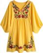 women's vintage floral embroidery mexican style tunic dresses shirt bohemian flowy shift mini dress blouse logo