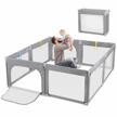 adjustable and collapsible baby playpen with zipper gates, visible mesh, anti-fall design, and 5 handling options - perfect baby safety activity center and playard. logo