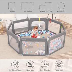 img 3 attached to Adjustable And Collapsible Baby Playpen With Zipper Gates, Visible Mesh, Anti-Fall Design, And 5 Handling Options - Perfect Baby Safety Activity Center And Playard.