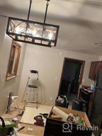 img 1 attached to Rustic Modern Farmhouse Chandelier With 3 Lights, 24" Rectangular Dining Room Lighting Fixture, Hangable Pendant Lamp With Wood And Black Metal Finish review by Brett Blazis