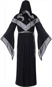 img 3 attached to Halloween Sorcerer Robe: Channel Your Inner Medieval Wizard With This Renaissance Hooded Gown And Cape For Men