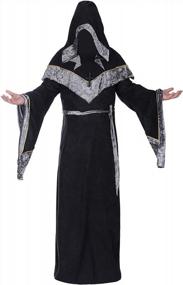 img 4 attached to Halloween Sorcerer Robe: Channel Your Inner Medieval Wizard With This Renaissance Hooded Gown And Cape For Men