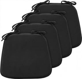 img 4 attached to Upgrade Your Seating With LOVTEX 4-Pack Dining Chair Cushions - Black, 17"X15"X1.5" With Ties!
